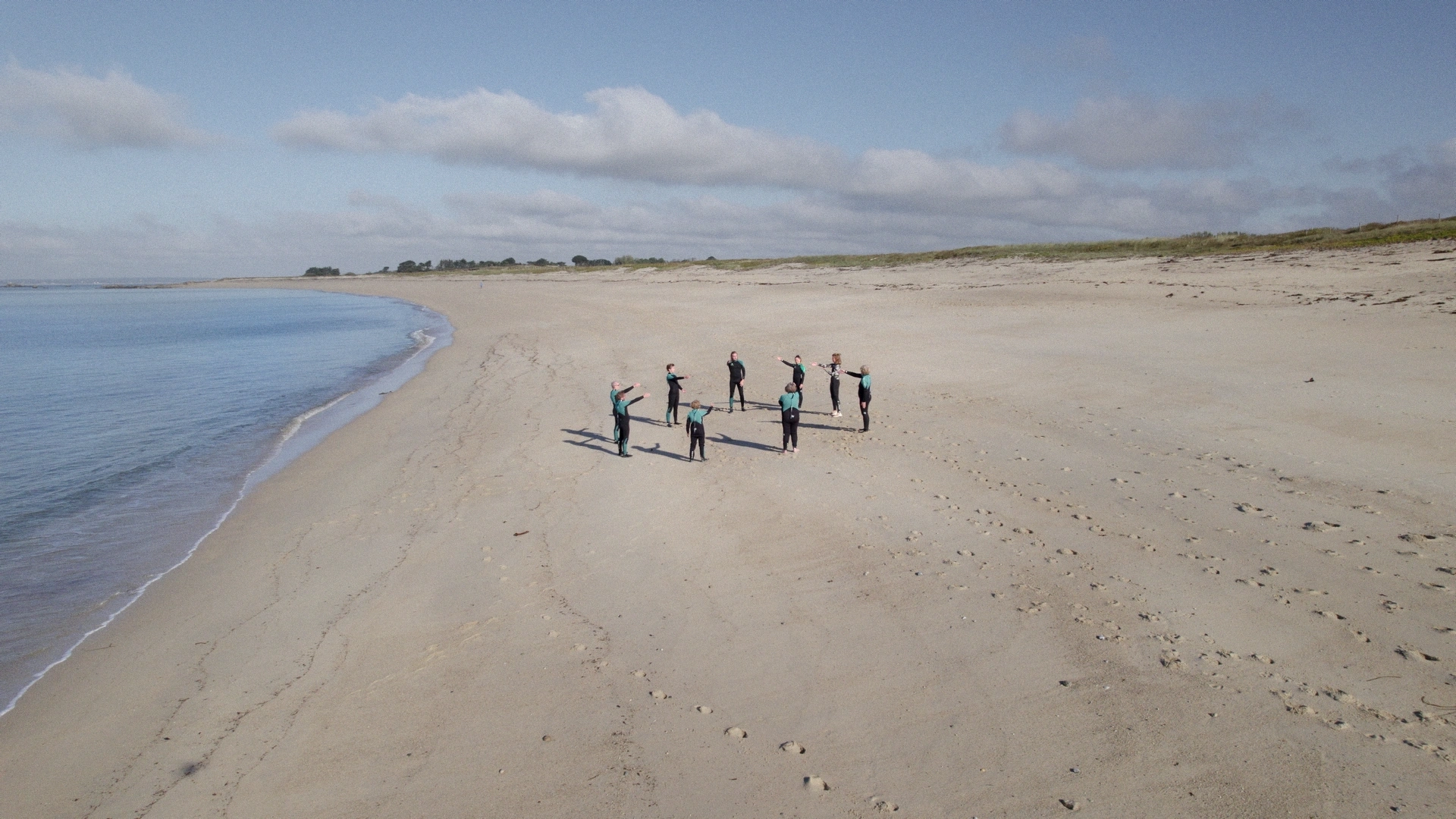 longe-cote-echauffement-collectif-plage