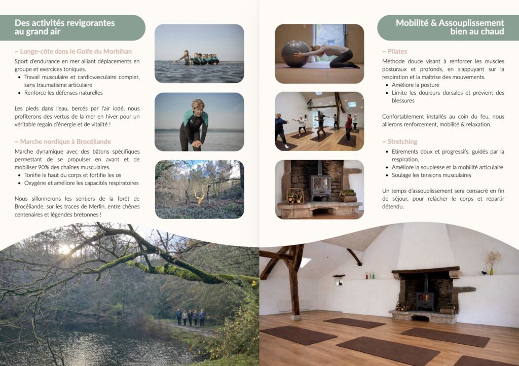 Visuel de 2 pages de la brochure du séjour sport santé bien-être