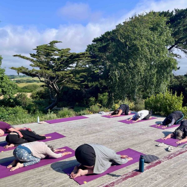 Stretching en extérieur à l'ilot Kergaher