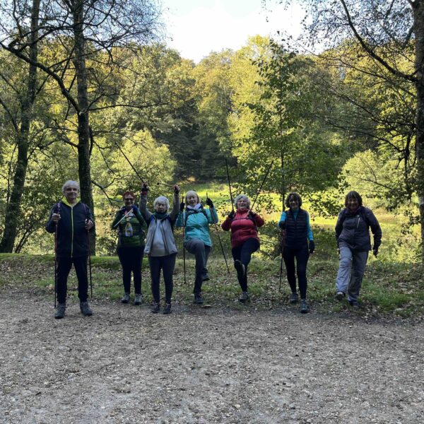 Marcheurs nordiques en forêt